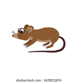 Cute animals - mouse. Illustrations for children. Baby Shower card. Cartoon domestic character isolated on white background. Farm wildlife