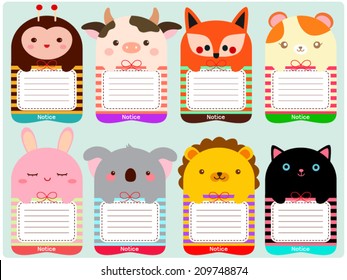 Cute animals note set