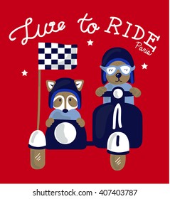 Cute animals on the bike