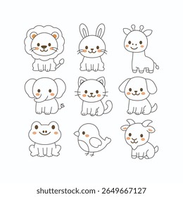 Animales lindos esbozan la colección del Vector
