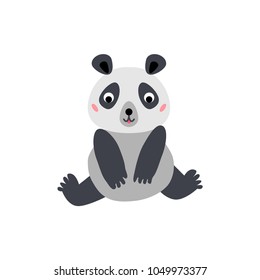 Cute animals - panda. Illustrations for children. Baby Shower card. Cartoon character bear isolated on white background. Asian animal wildlife