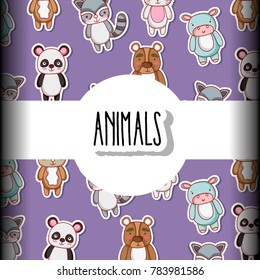 cute animals patches background design