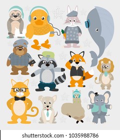 Cute animals pattern background