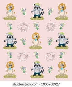 Cute animals pattern background