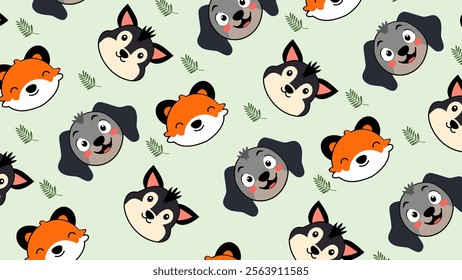 Cute animals pattern background. Cute animals illustration pattern. Animals background. Perfect for fabrics, print, textile, wallpaper, and decor. SSTKbackgrounds 