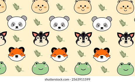 Cute animals pattern background. Cute animals illustration pattern. Animals background. Perfect for fabrics, print, textile, wallpaper, and decor. SSTKbackgrounds 