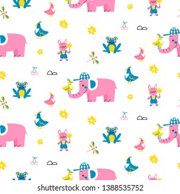 Cute animals pattern for kid textile and nursery designs.