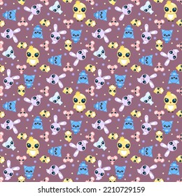 cute animals pattern on the background kawaii