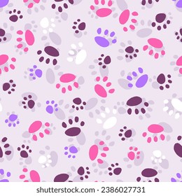 Cute Animals Paws Print Vector Seamless Background Pattern