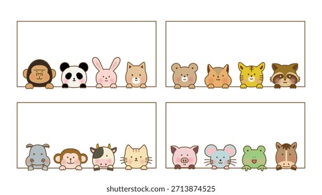Animais Bonitos Exibindo Da Ilustração Do Vetor De Quadros