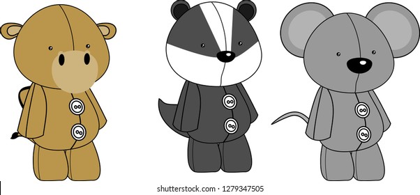 cute animals plush toy cartoons collection set in vector format very easy to edit 