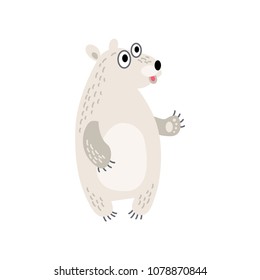 Cute animals - polar bear. Illustrations for children. Baby Shower card. Cartoon character isolated on white background. North Pole animal wildlife