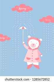 Cute animals poster, template, cards, bear. Vector illustrations. 
