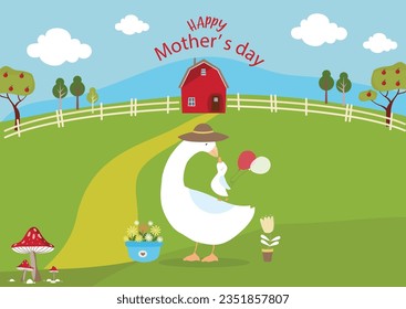 Cute animals poster.Design for Mothers day,template,cards,animal,farm,Vector illustrations.