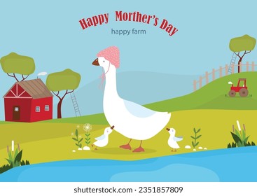 Cute animals poster.Design for Mothers day,template,cards,animal,farm,Vector illustrations.