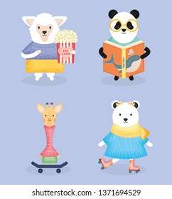 cute animals practicing activities