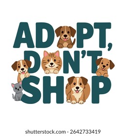 Cute Animals Promoting Adoption for Dogs and Cats Illustration Encouraging Kindness and Compassion