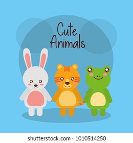 cute animals rabbit tiger and frog baby friendly