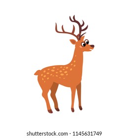 Cartoon Vector Illustration Handsome Reindeer Stag Stock Vector ...