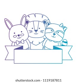 cute animals with ribbon characters