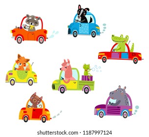 Cute Animals Ride On The Car