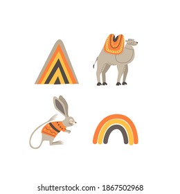 Cute animals in scandinavian style. Hand drawing vector illustration.