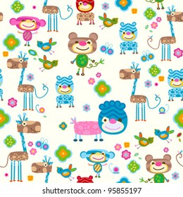 cute animals seamless background