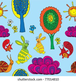 cute animals seamless patten