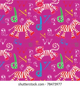 cute animals seamless patten with alphabet