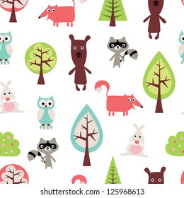 Cute animals seamless pattern