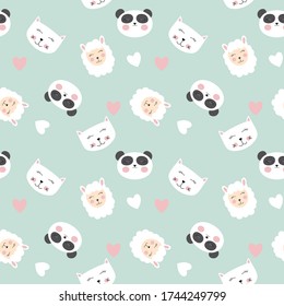 Cute animals seamless pattern background. Vector illustration EPS10