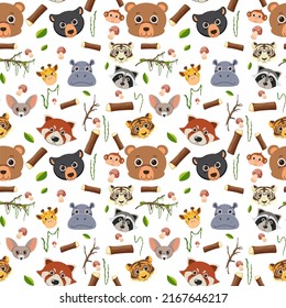 Cute animals seamless pattern illustration