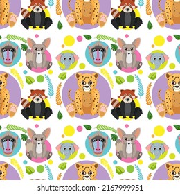 Cute animals seamless pattern illustration