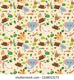 Cute animals seamless pattern illustration