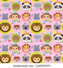 Cute animals seamless pattern illustration