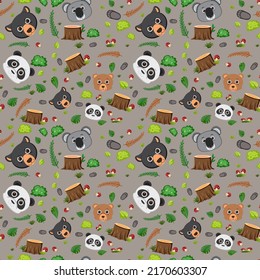 Cute animals seamless pattern illustration