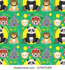 Cute animals seamless pattern illustration