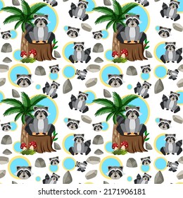Cute animals seamless pattern illustration