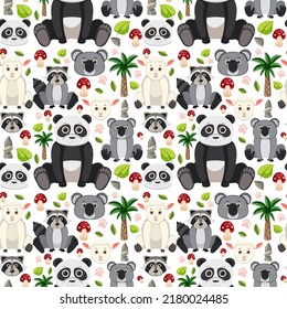 Cute animals seamless pattern illustration