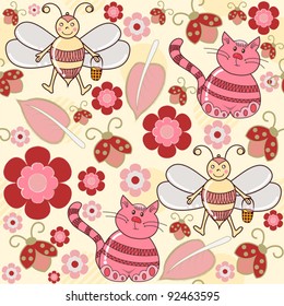 Cute animals seamless texture