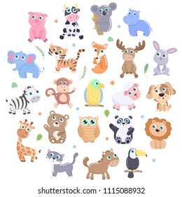 Cute animals set.