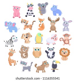 Cute animals set.