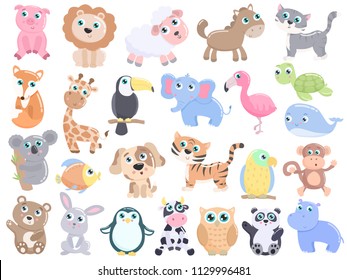 Cute animals set.