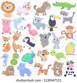 Cute animals set.