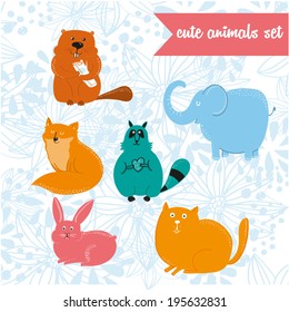 cute animals set