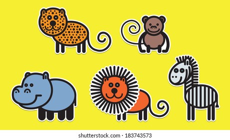 Cute animals set from famous African animals