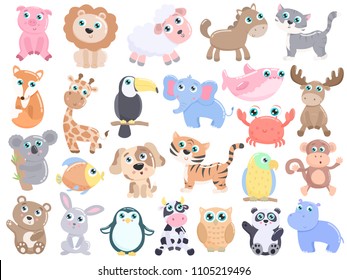 Cute animals set. Flat design