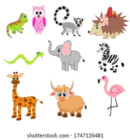 Cute animals set illustration, vector collection: farm animals,sea animals wild animals,