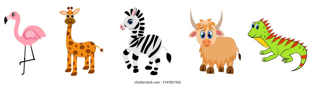Cute animals set illustration, vector collection: farm animals,sea animals wild animals,