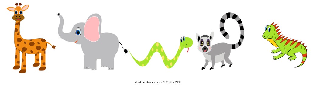 Cute animals set illustration, vector collection: farm animals,sea animals wild animals,